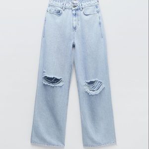 Zara Wide Leg Ripped Jeans